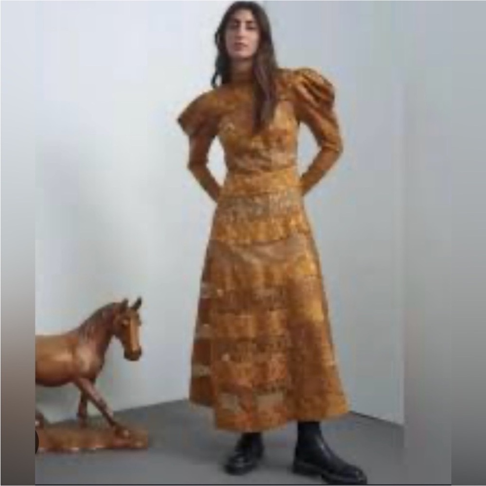 NWT Alémais Emilia Paneled Maxi Dress in Camel sz US 2 - Picture 2 of 16